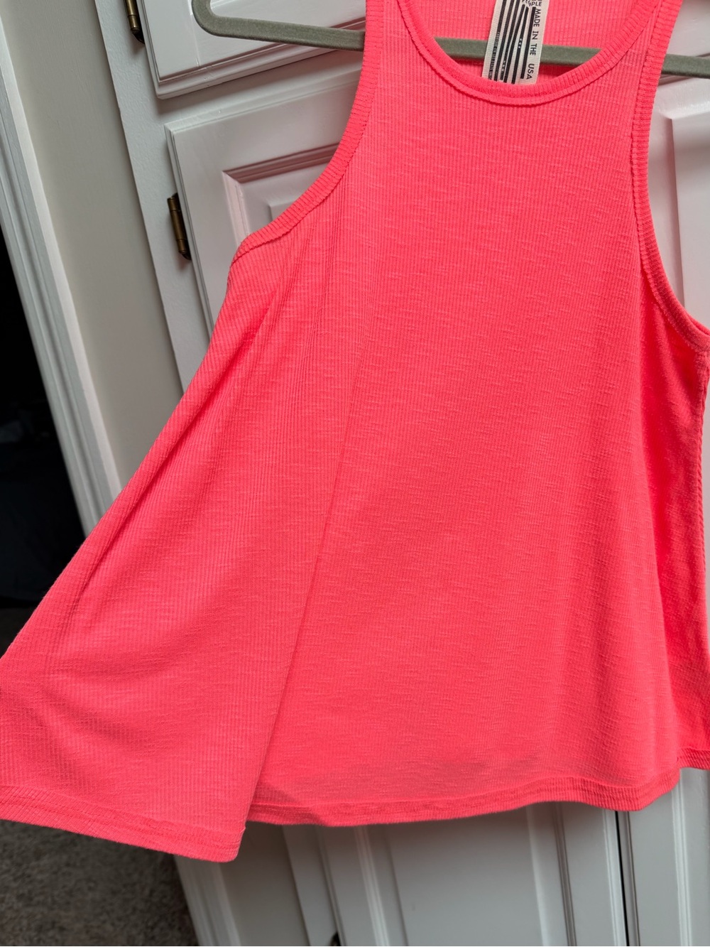 Free People Hot Pink Orange Ribbed Tank Top Size Small - Picture 6 of 8